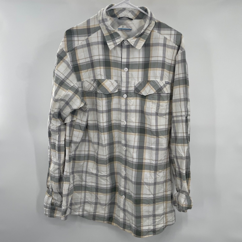 Columbia Mens Plaid Long Sleeve Button Up Shirt L/G Outdoor Vented - Picture 2 of 7